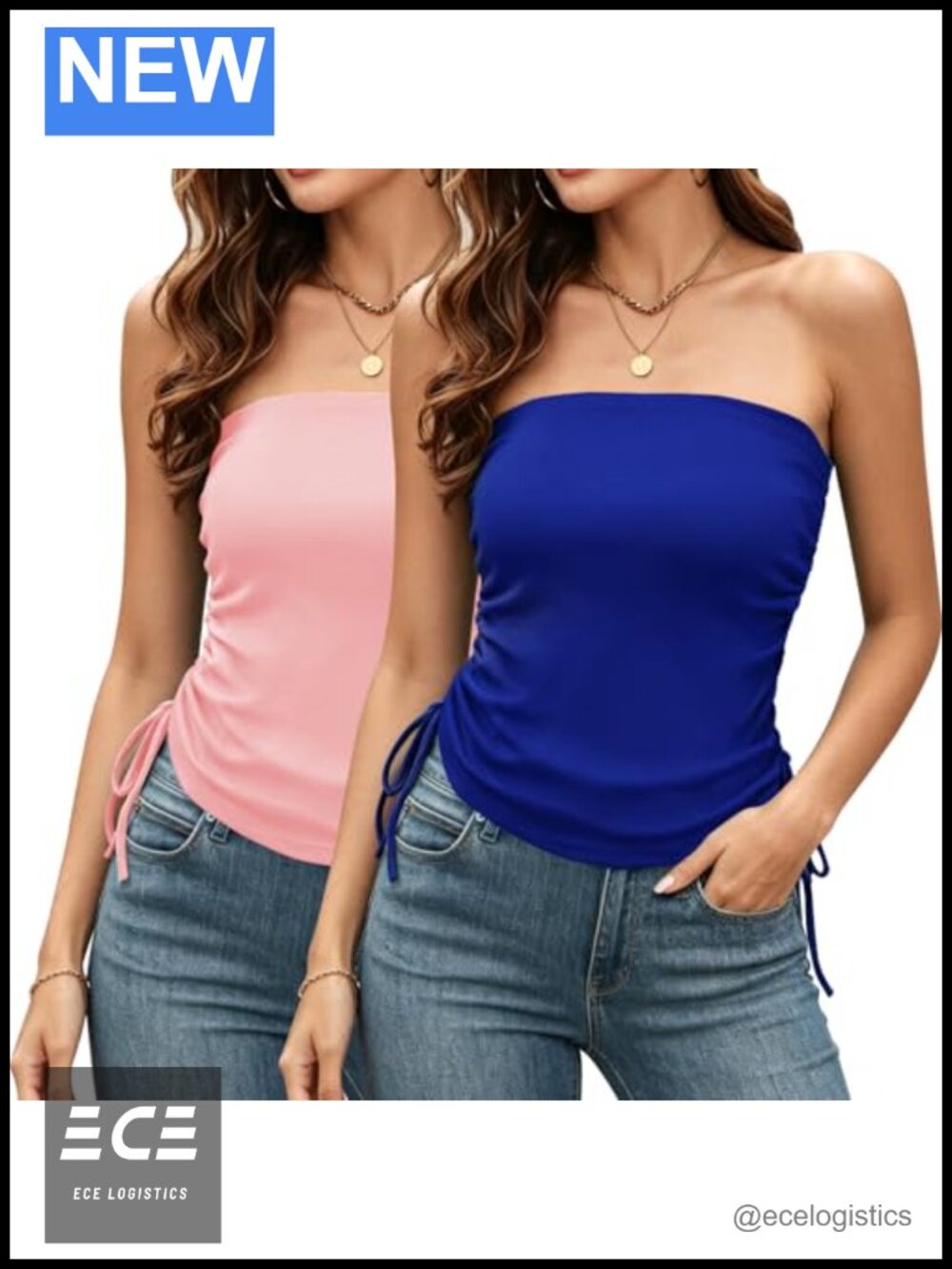 Ribbed Cotton Modal Ruched Tube Top Strapless Bandeau 2 Pack